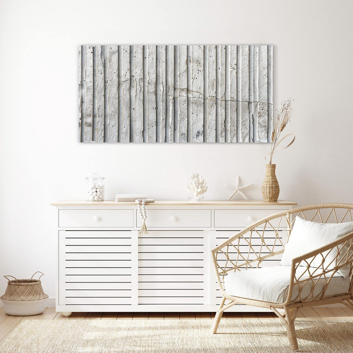 Echtglas, 4 mm – kein Acryl, keine Folie – Wandbild - Geriffelter Beton - Querformat
