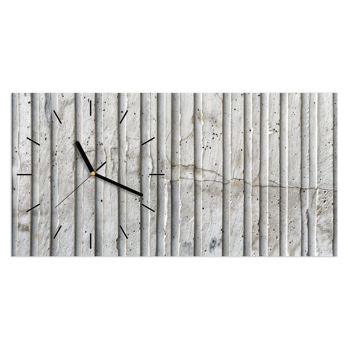 Wanduhr Betonstruktur aus Glas – Querformat 60 × 30 cm mit Ziffernblatt Linie