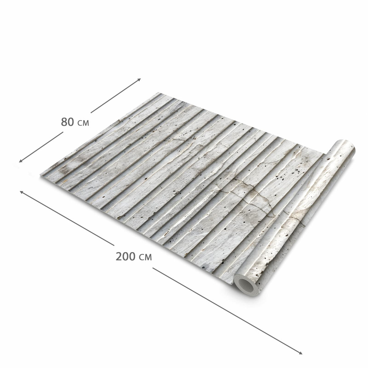 Strapazierfähiger dünner Teppich mit Motiv Betonstruktur in der Grösse 60x300 cm