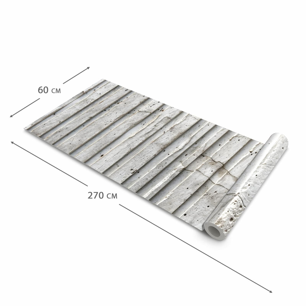 Pflegeleichter langer Teppich mit Motiv Betonstruktur in der Grösse 60x270 cm