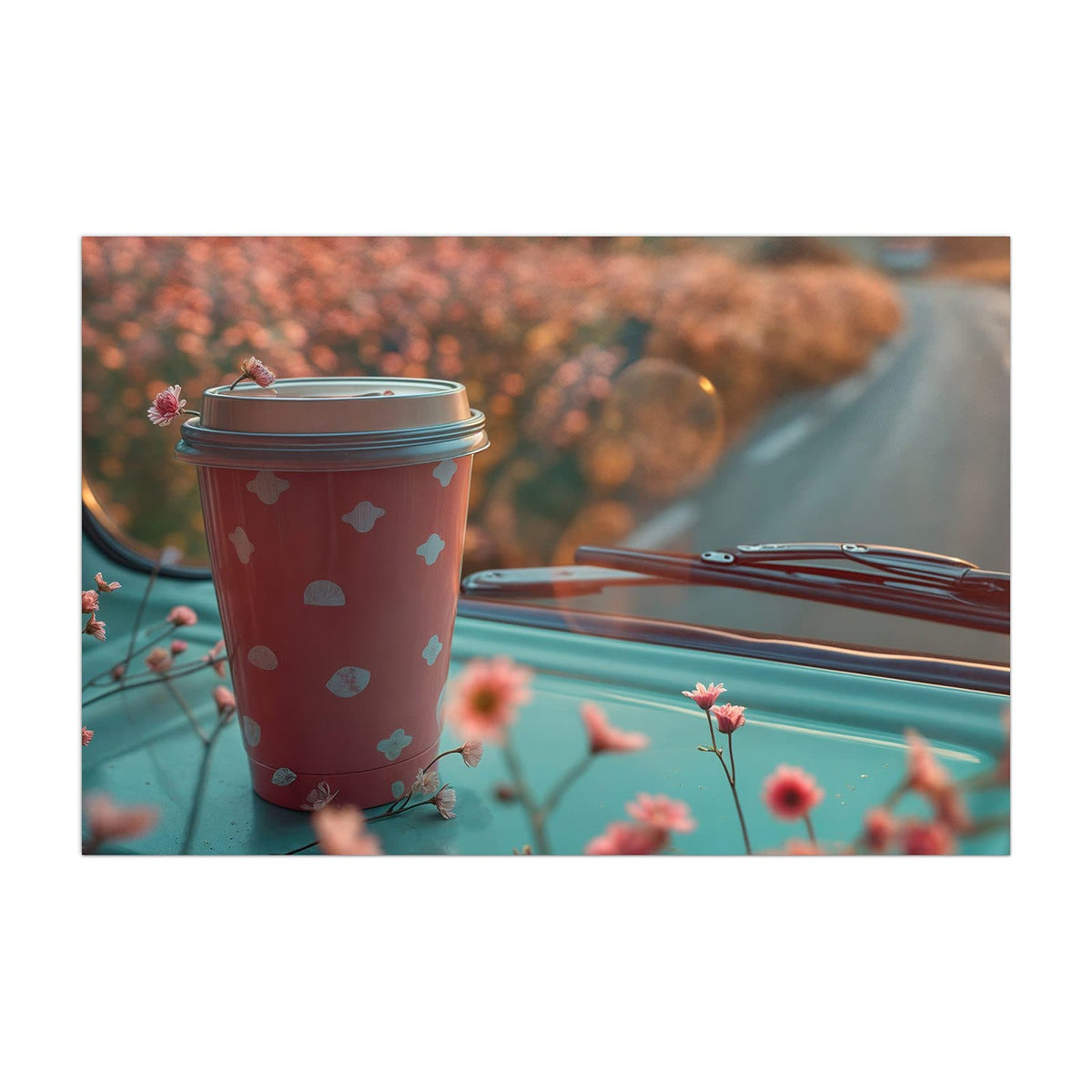 Küchenrückwand aus Glas Rosa Kaffeebecher im Hochformat, Motiv bildfüllend von vorn
