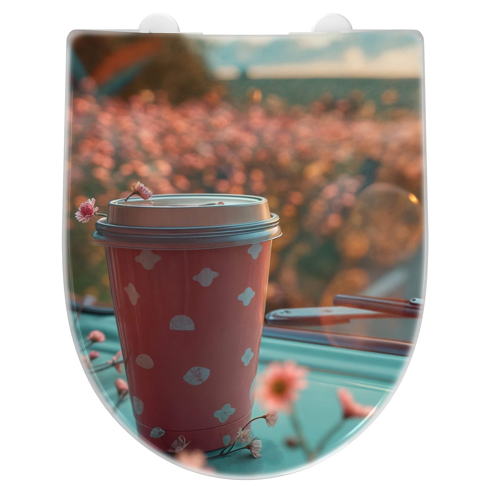 WC-Sitz mit Absenkautomatik Kaffeebecher im Bus