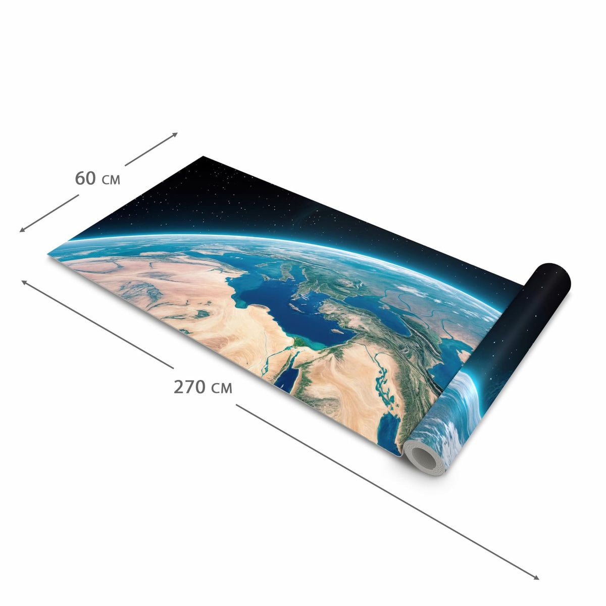 Hygienischer rutschfester Küchenläufer mit Motiv Erde aus dem All in der Grösse 60x270 cm