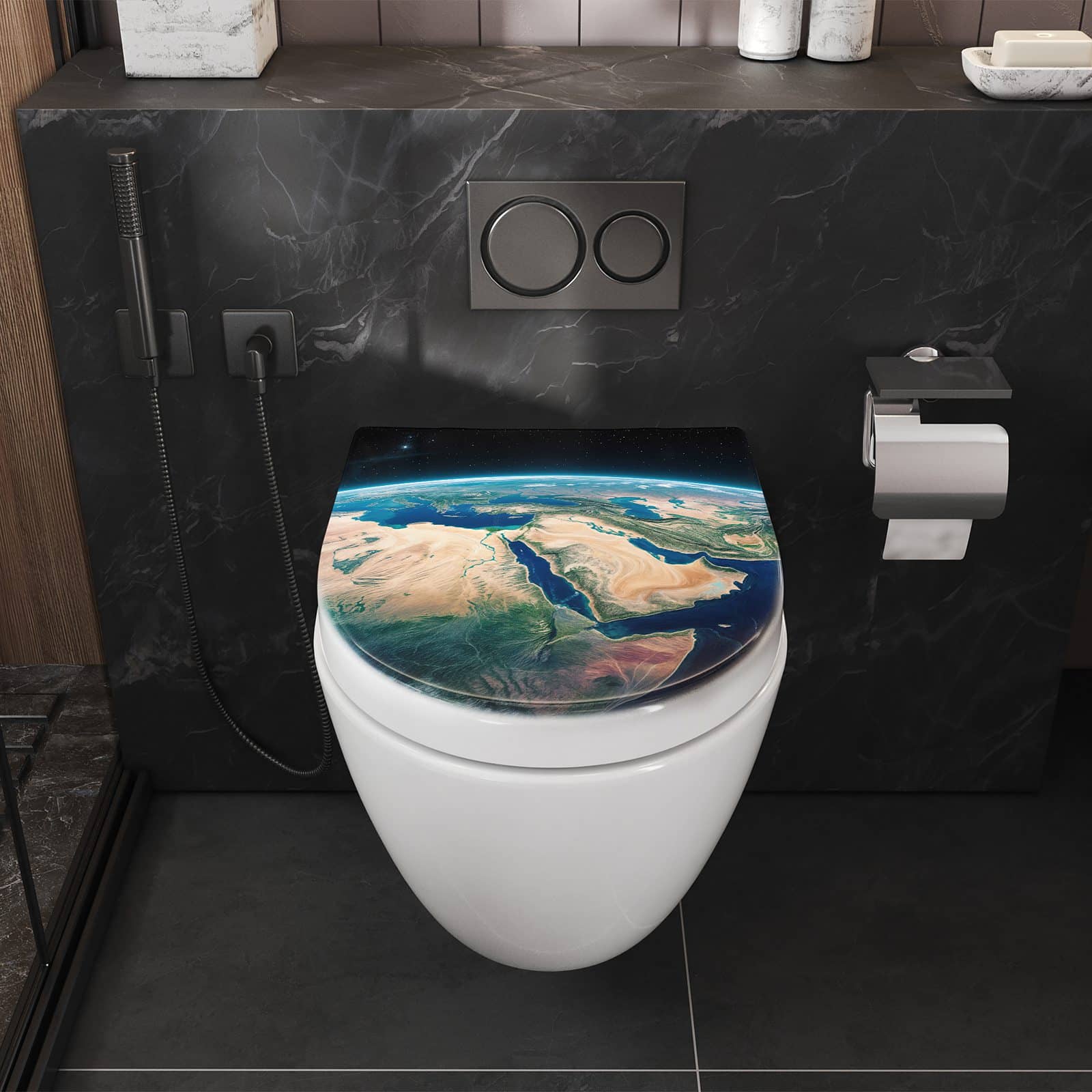 WC-Sitz mit Absenkautomatik Erde aus dem All