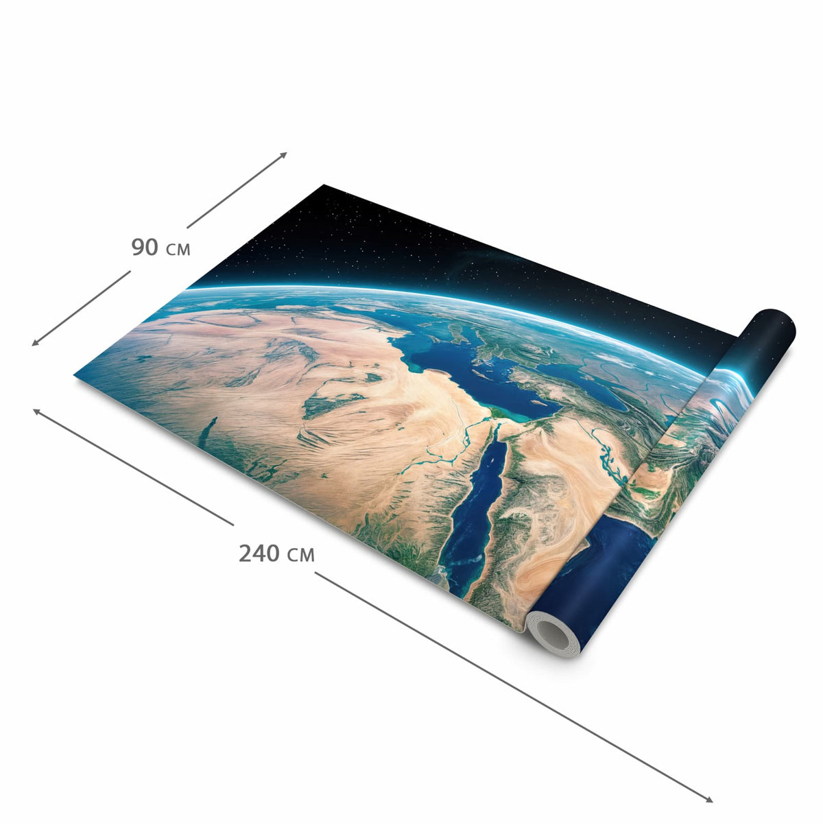 Bodenschonender Küchenteppich mit Motiv Erde aus dem All in der Grösse 60x270 cm