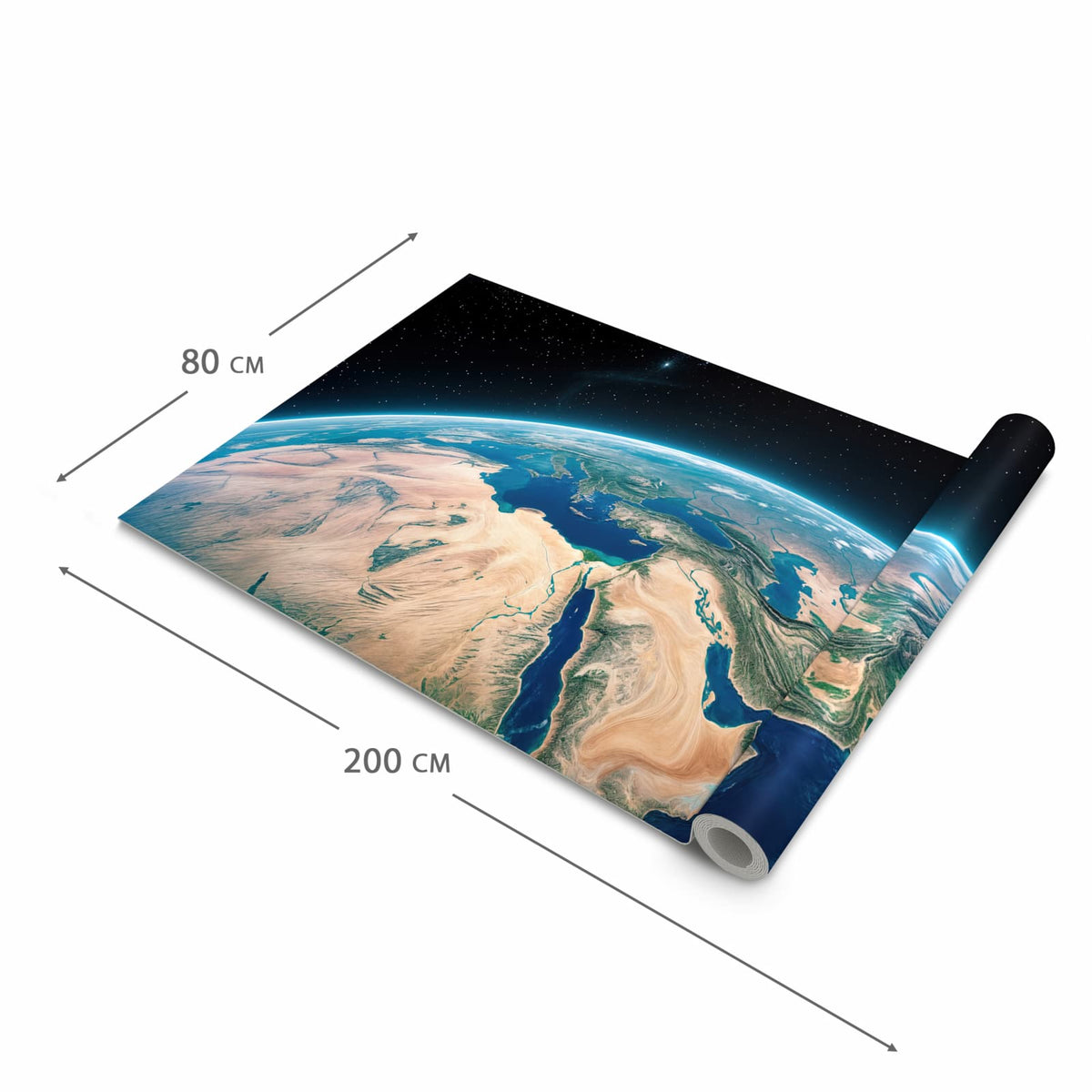Langlebiger waschbarer Küchenläufer mit Motiv Erde aus dem All in der Grösse 60x270 cm
