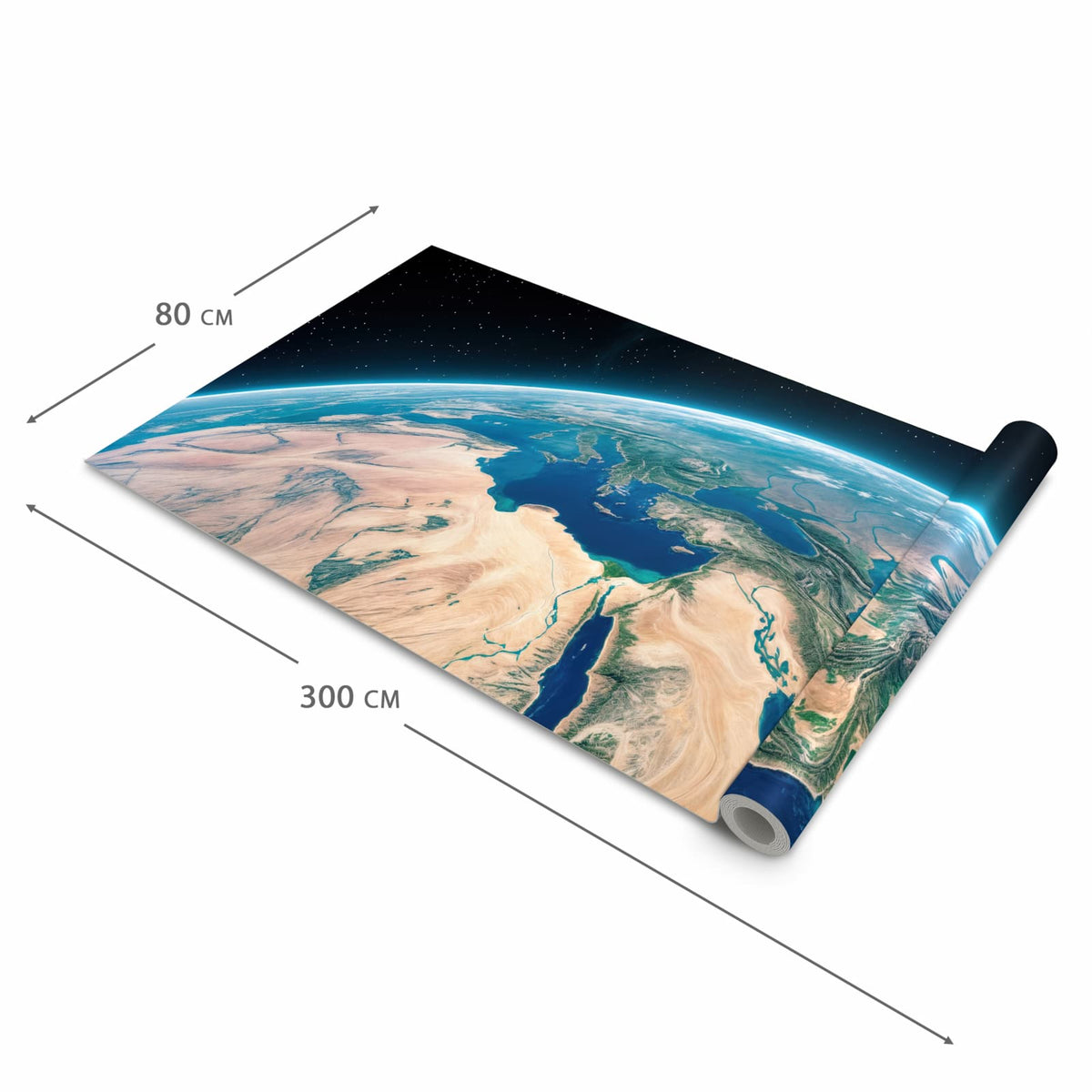 Abwaschbarer Küchenteppich mit Motiv Erde aus dem All in der Größe 60x270 cm schützt den Boden