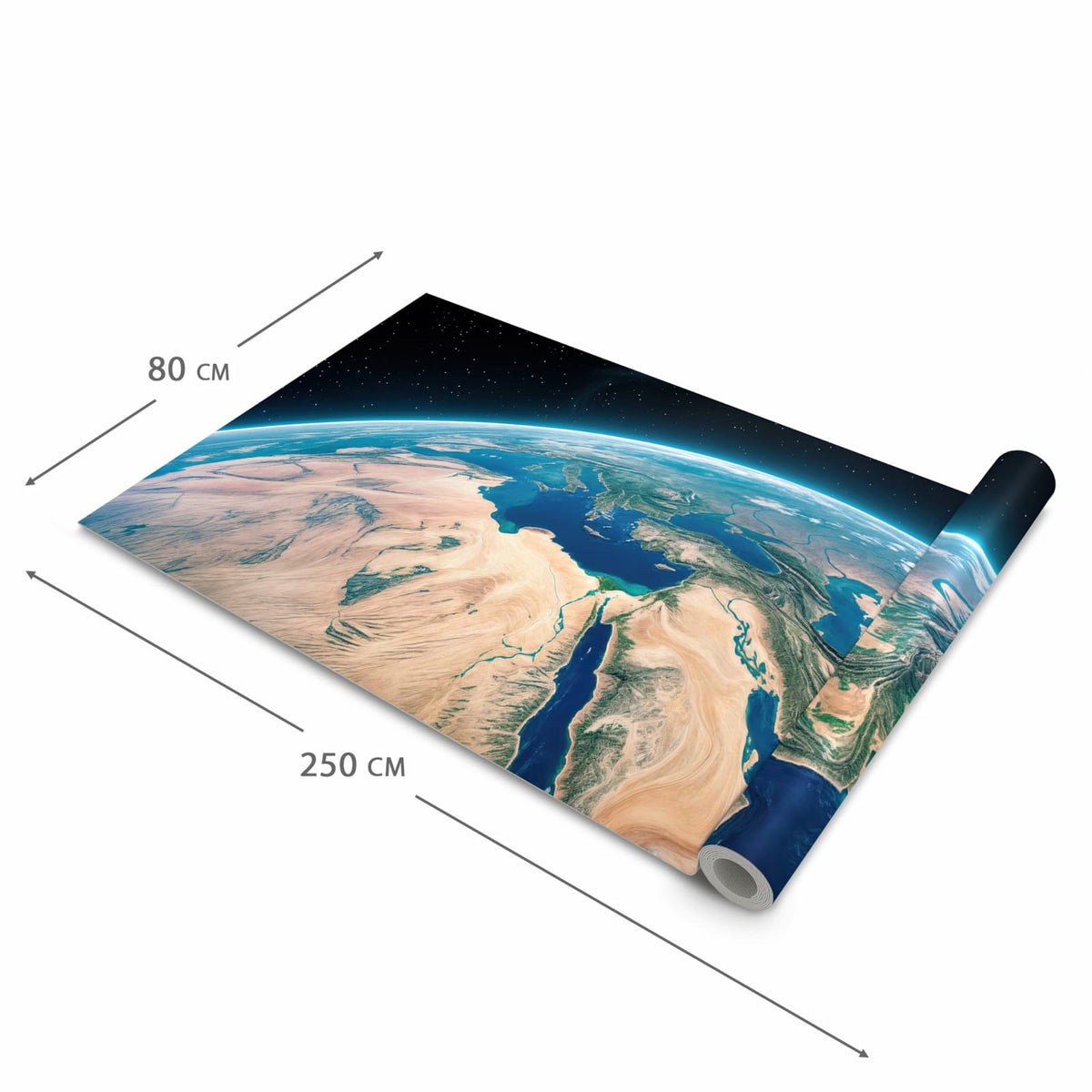 Rutschfester moderner Küchenläufer mit Motiv Erde aus dem All in der Grösse 60x270 cm