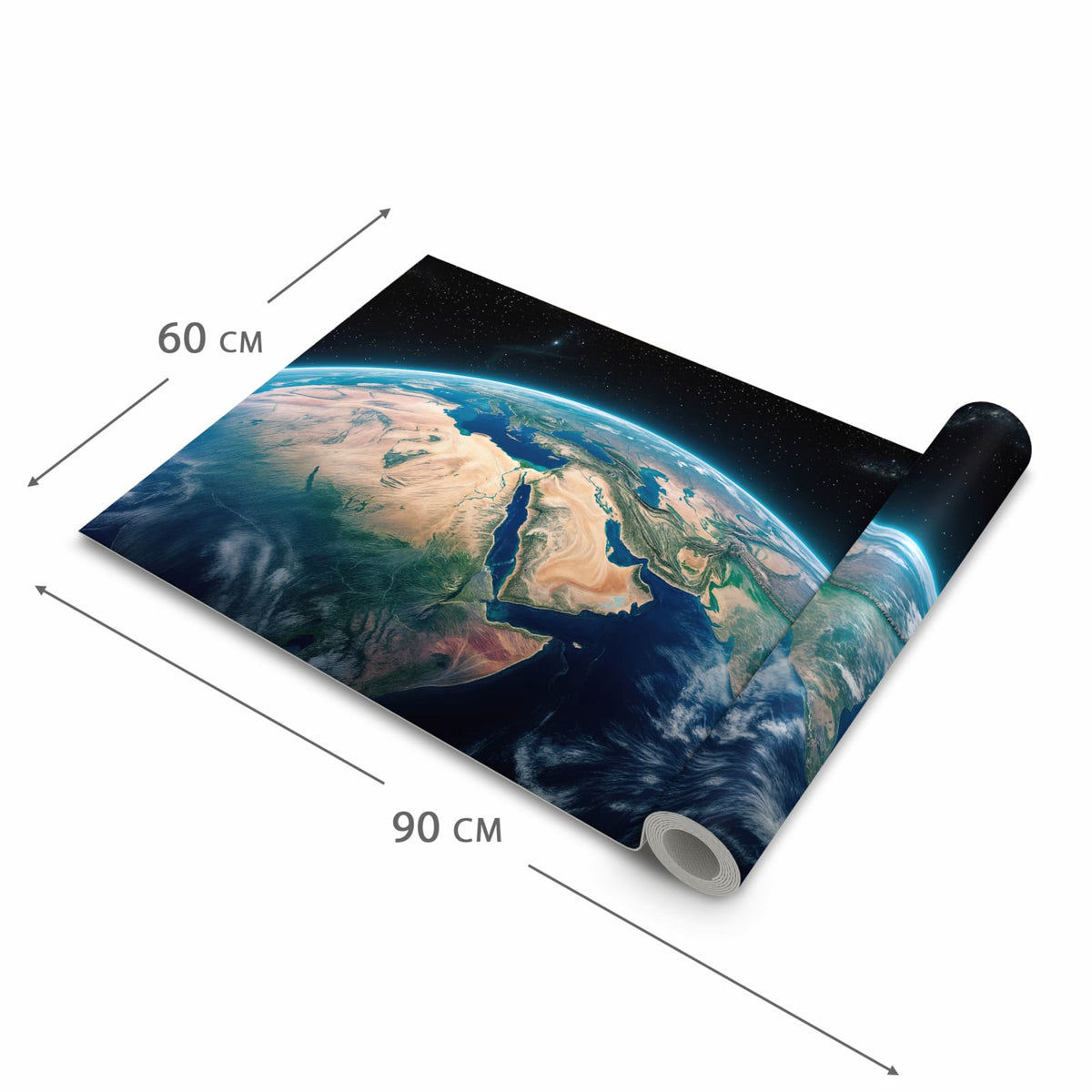 Waschbarer Küchenläufer nach Maß mit Motiv Erde aus dem All in der Größe 60x270 cm