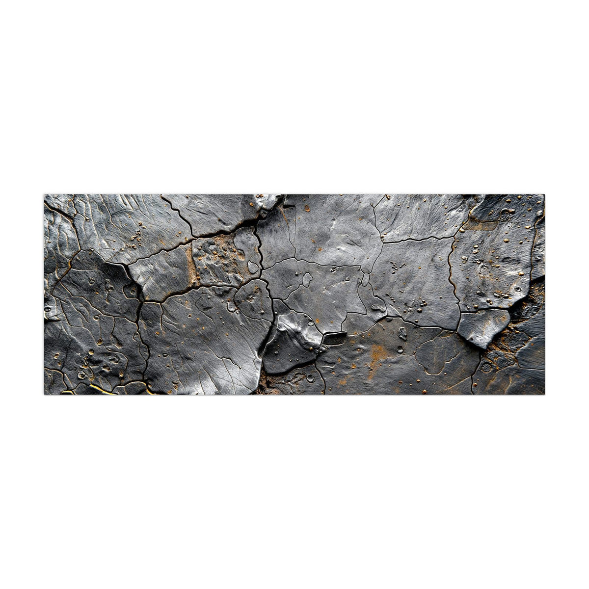 Küchenrückwand aus Glas Schiefer mit Rostspuren im Hochformat, Motiv bildfüllend von vorn