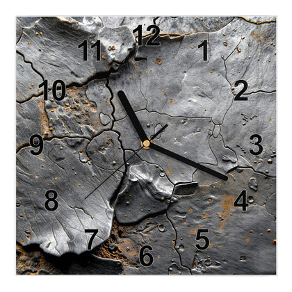 Wanduhr Quadratisch mit dem Motiv Schiefer mit Rostspuren