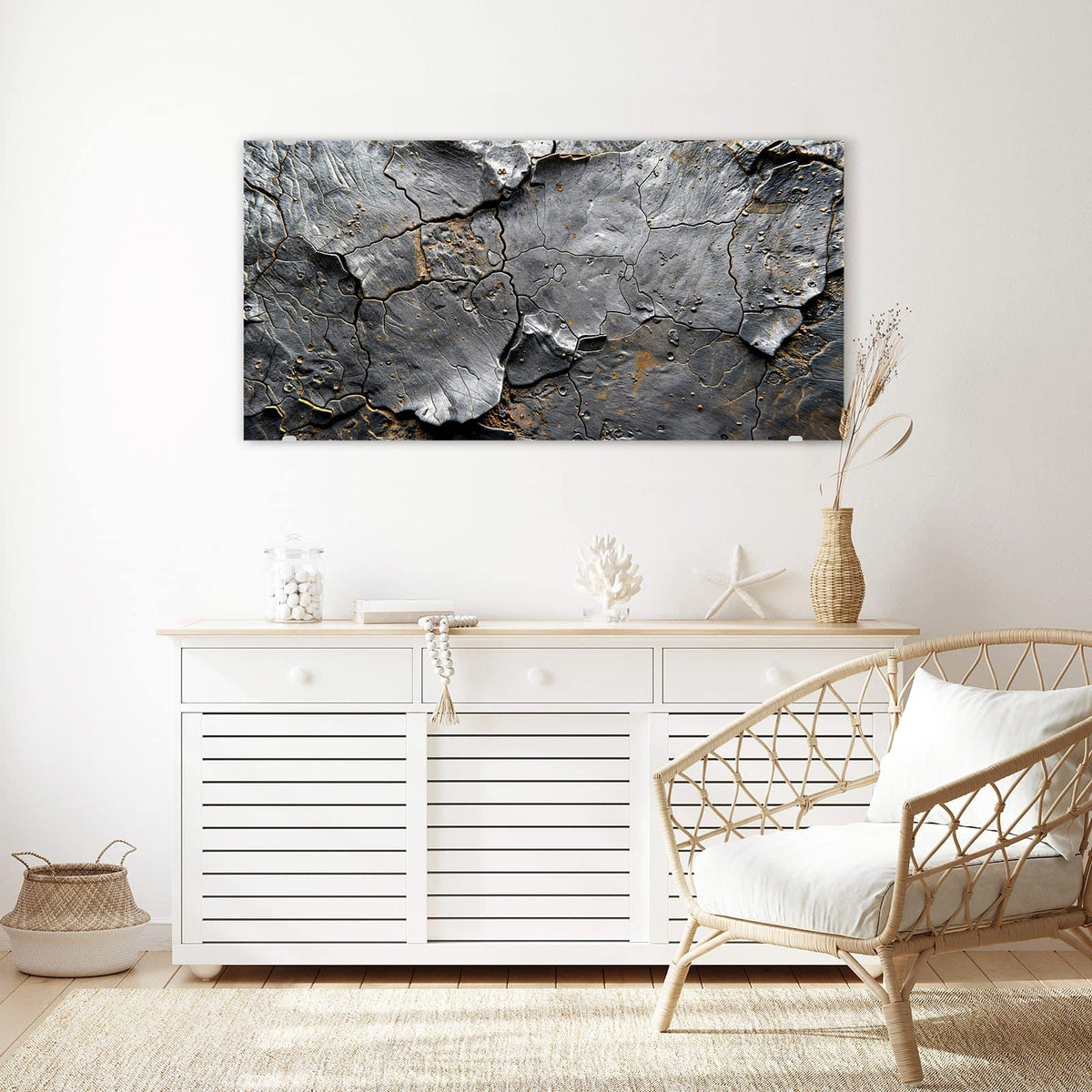 Echtglas, 4 mm – kein Acryl, keine Folie – Wandbild - Schiefer mit Rostspuren - Querformat