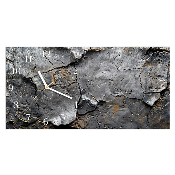 Wanduhr Verwittertes Gestein aus Glas – Querformat 60 × 30 cm mit Ziffernblatt Klassisch