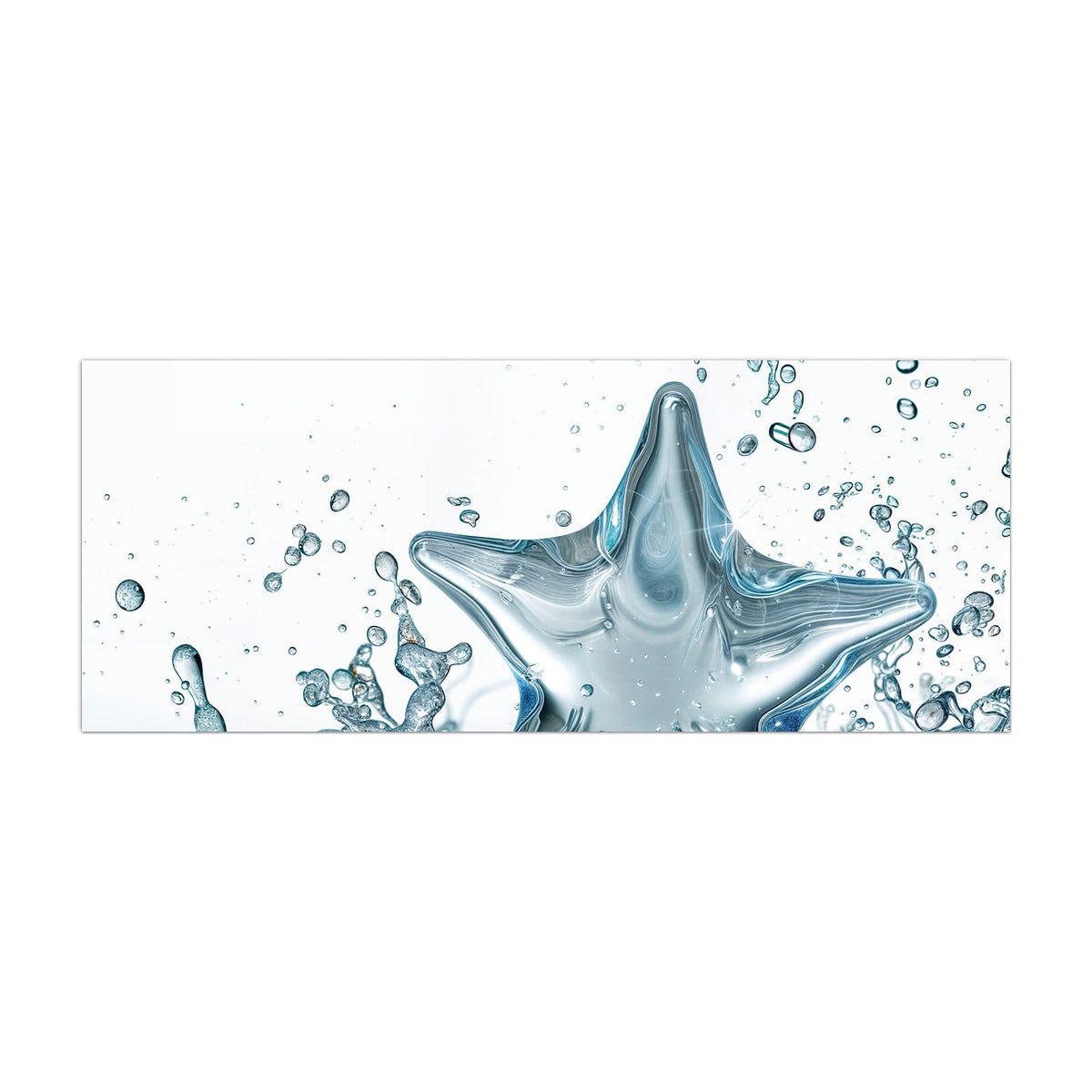 Küchenrückwand aus Glas Stern aus Wasser im Hochformat, Motiv bildfüllend von vorn