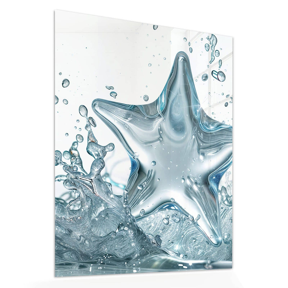 Echtglas, 4 mm – kein Acryl, keine Folie – Wandbild - Stern aus Wasser - Hochformat