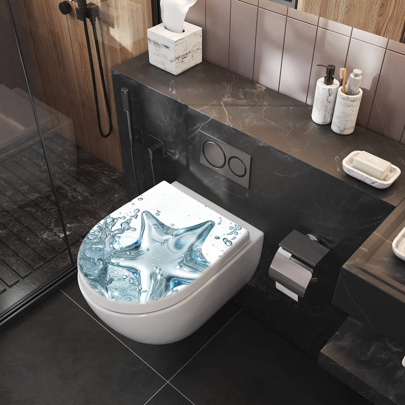 WC-Sitz mit Absenkautomatik Sternspritzer