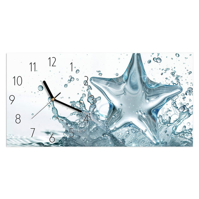 Wanduhr Sternspritzer aus Glas – Querformat 60 × 30 cm mit Ziffernblatt Elegant