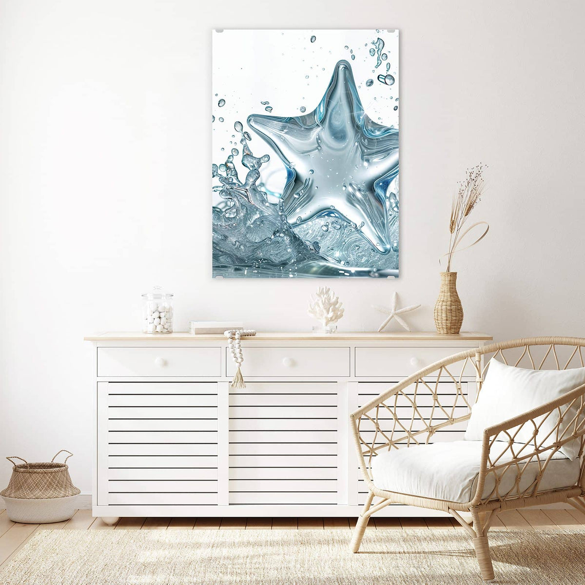 Aufhängung liegt bei – Motiv später wechselbar – Wandbild - Stern aus Wasser - Hochformat