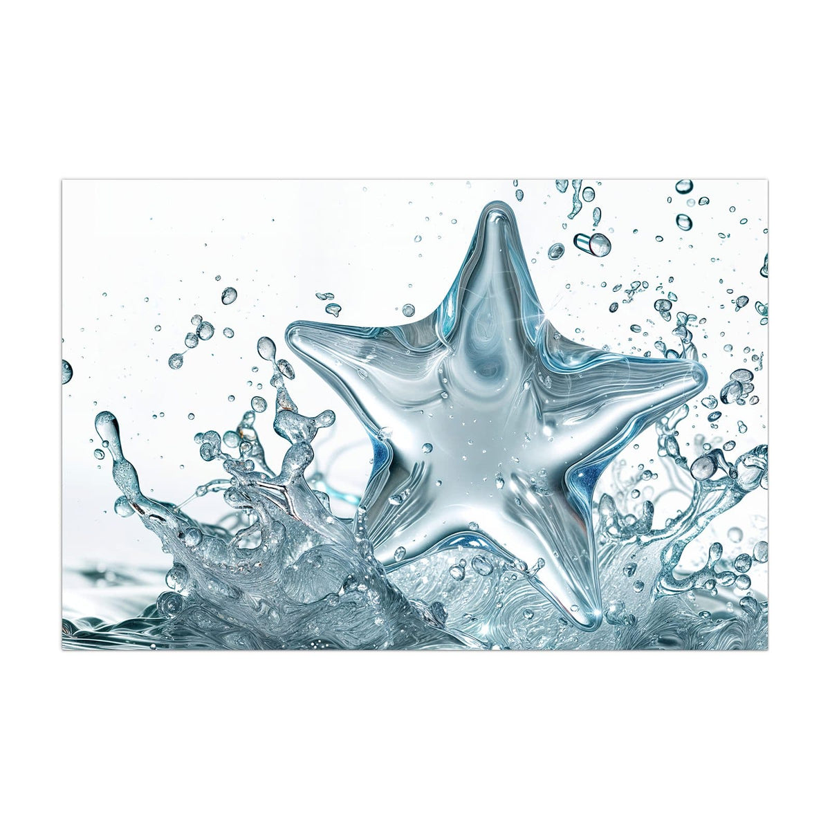 Küchenrückwand aus Glas Stern aus Wasser im Hochformat, Motiv bildfüllend von vorn