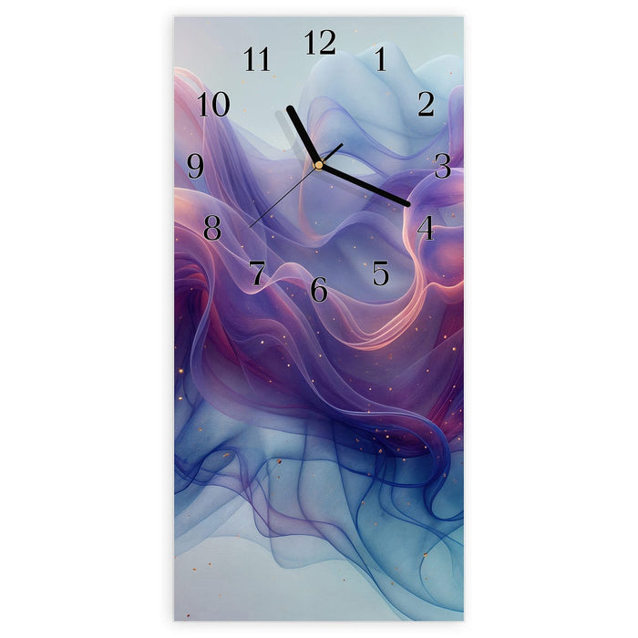 Wanduhr Farbwirbel aus Glas – Hochformat 30 × 60 cm mit Ziffernblatt Klassisch