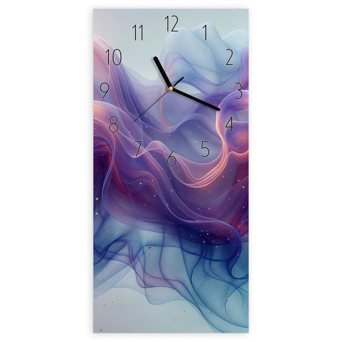Wanduhr Farbwirbel aus Glas – Hochformat 30 × 60 cm mit Ziffernblatt Elegant