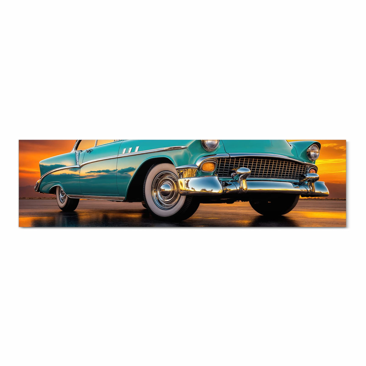 UV-beständiger Küchenteppich mit Motiv Retro Oldtimer in Frontansicht