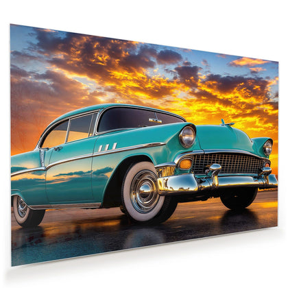 Wandbild mit dem Motiv Türkiser Oldtimer
