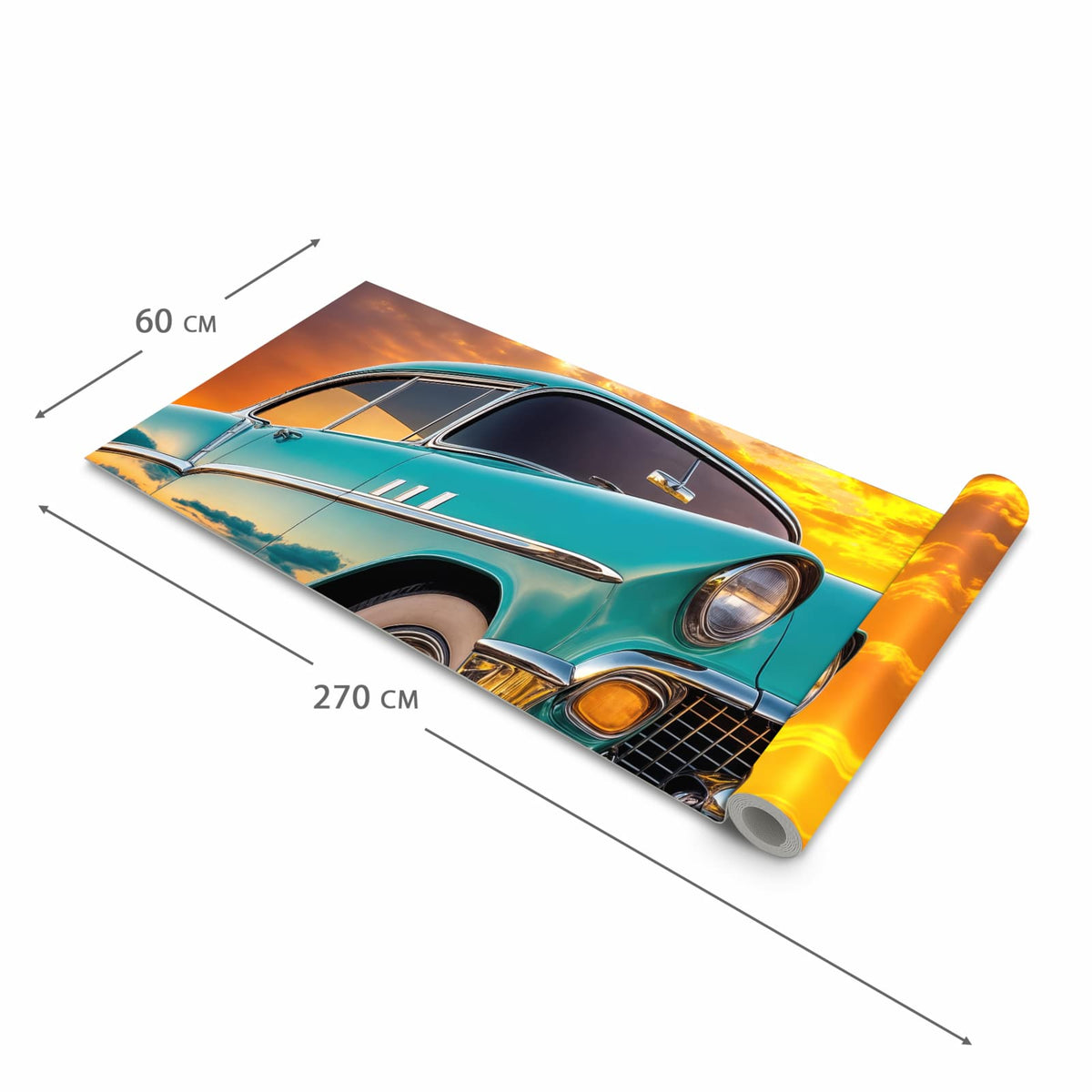 Schmutzabweisender waschbarer Küchenteppich mit Motiv Retro Oldtimer in der Grösse 60x150 cm