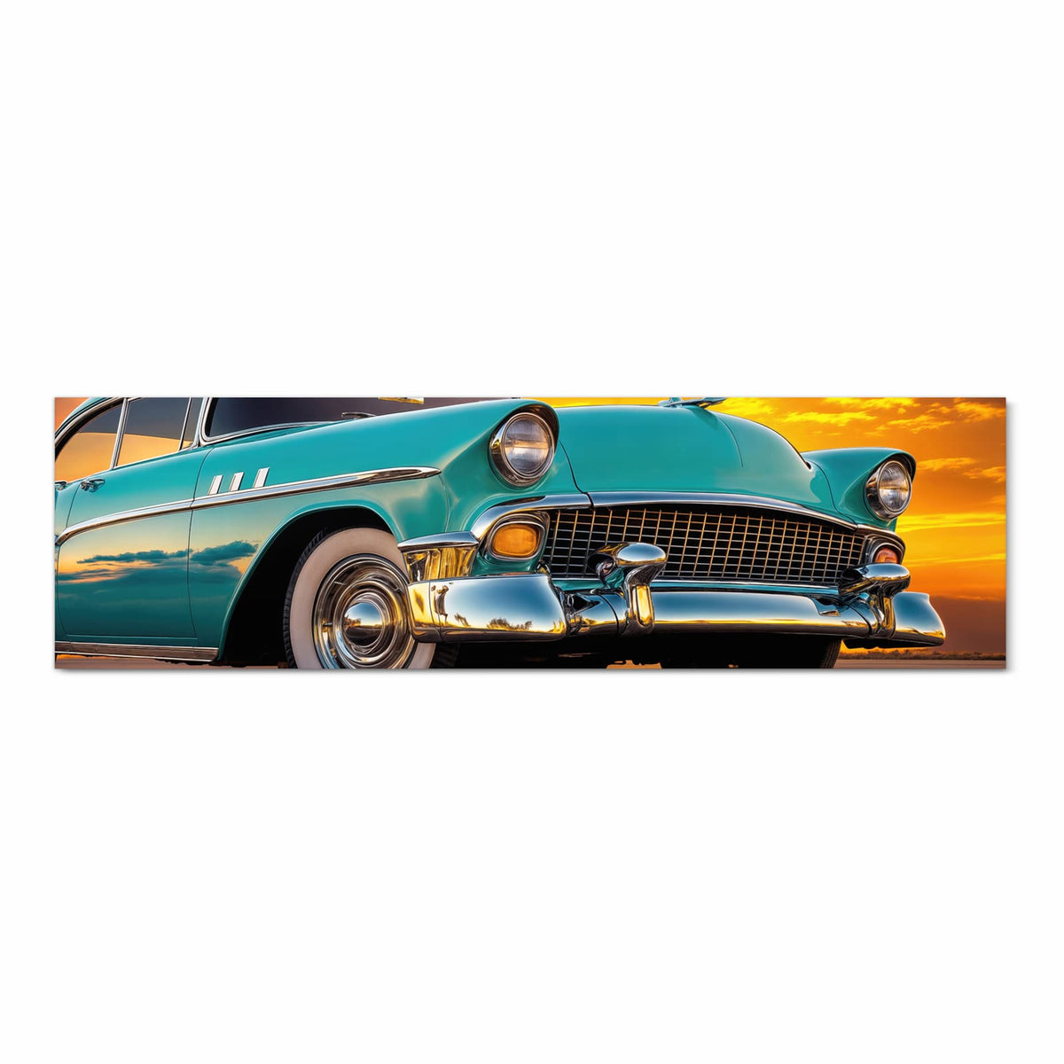Abriebfester rutschfester Küchenteppich mit Motiv Retro Oldtimer in Frontansicht