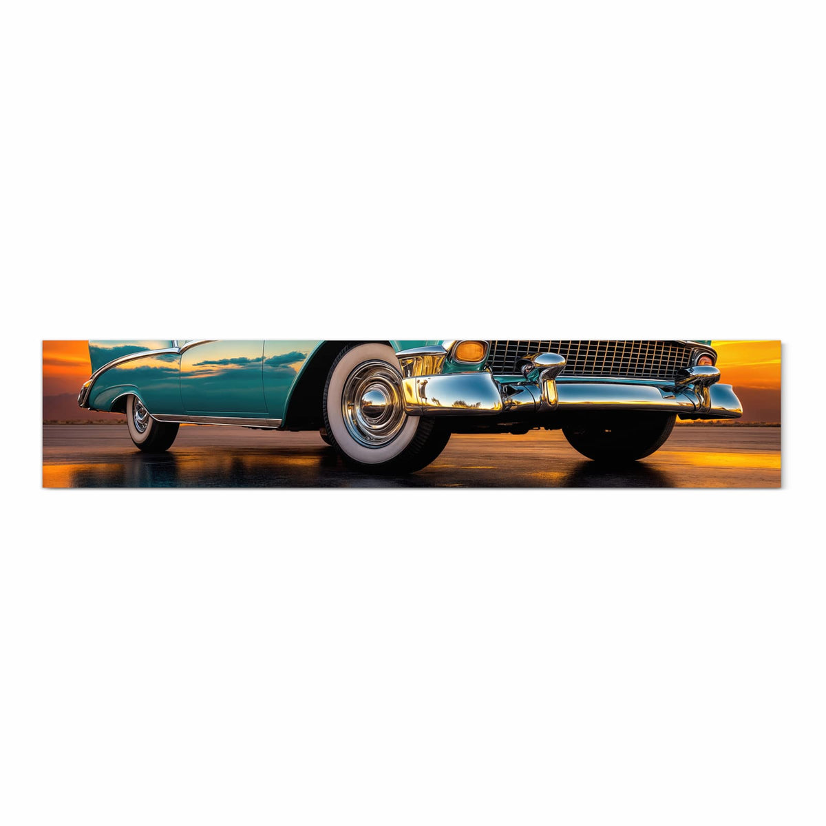 Küchenteppich mit Motiv Retro Oldtimer in Frontansicht - sicher aufbewahren