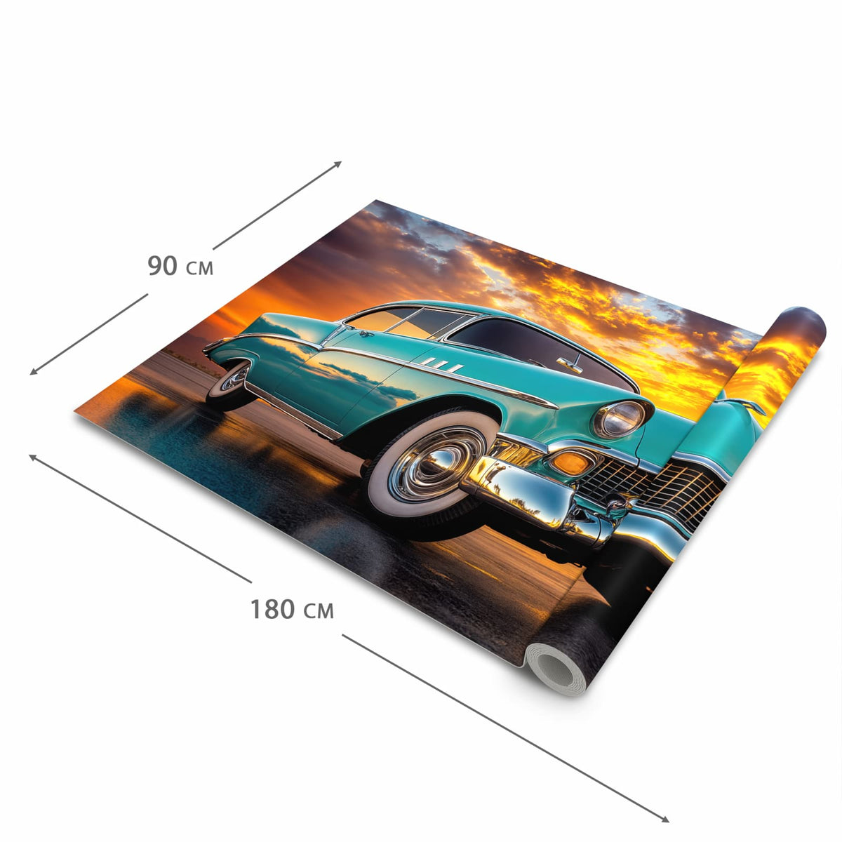 Rutschfester Küchenläufer mit Motiv Retro Oldtimer in der Grösse 60x180 cm