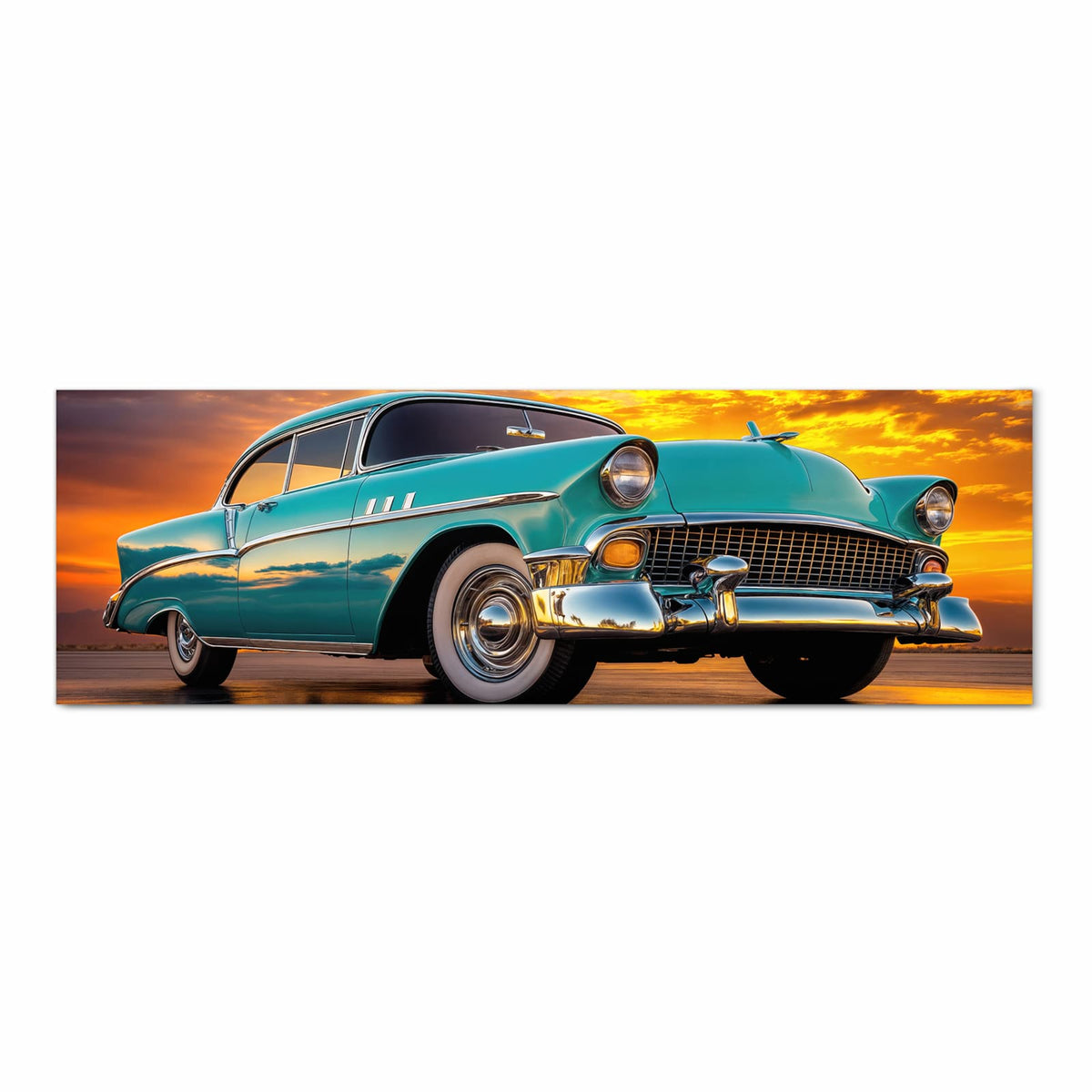 Geräuschdämpfender Küchenteppich mit Motiv Retro Oldtimer in Frontansicht