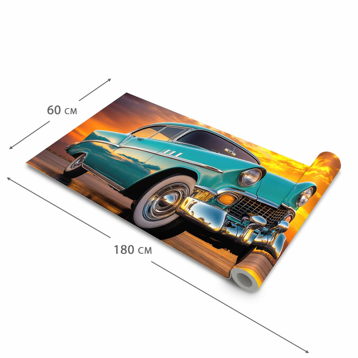 Wasserabweisender Küchenteppich mit Motiv Retro Oldtimer in der Grösse 60x150 cm