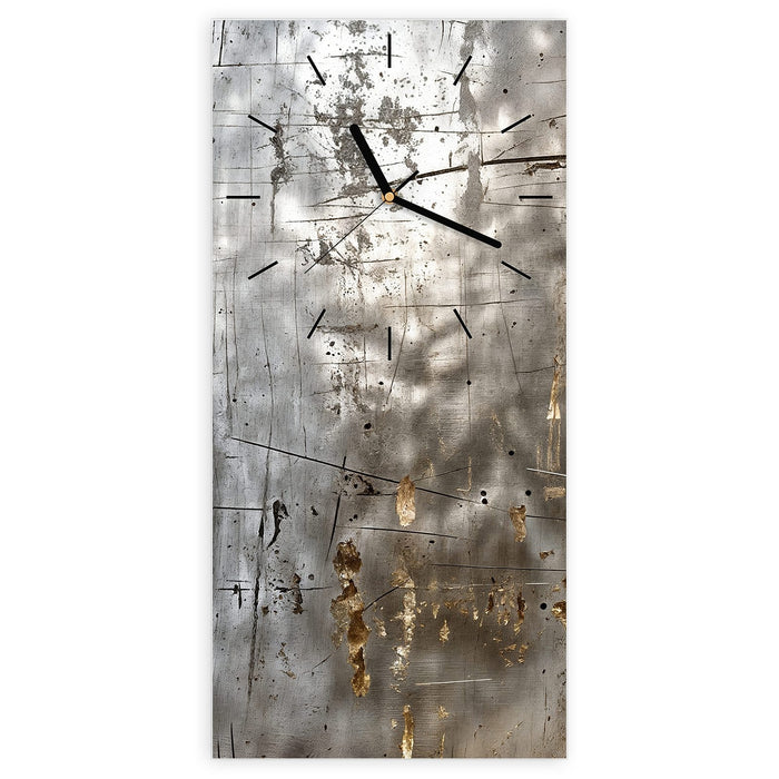 Wanduhr Metallische Kratztextur aus Glas – Hochformat 30 × 60 cm mit Ziffernblatt Linie