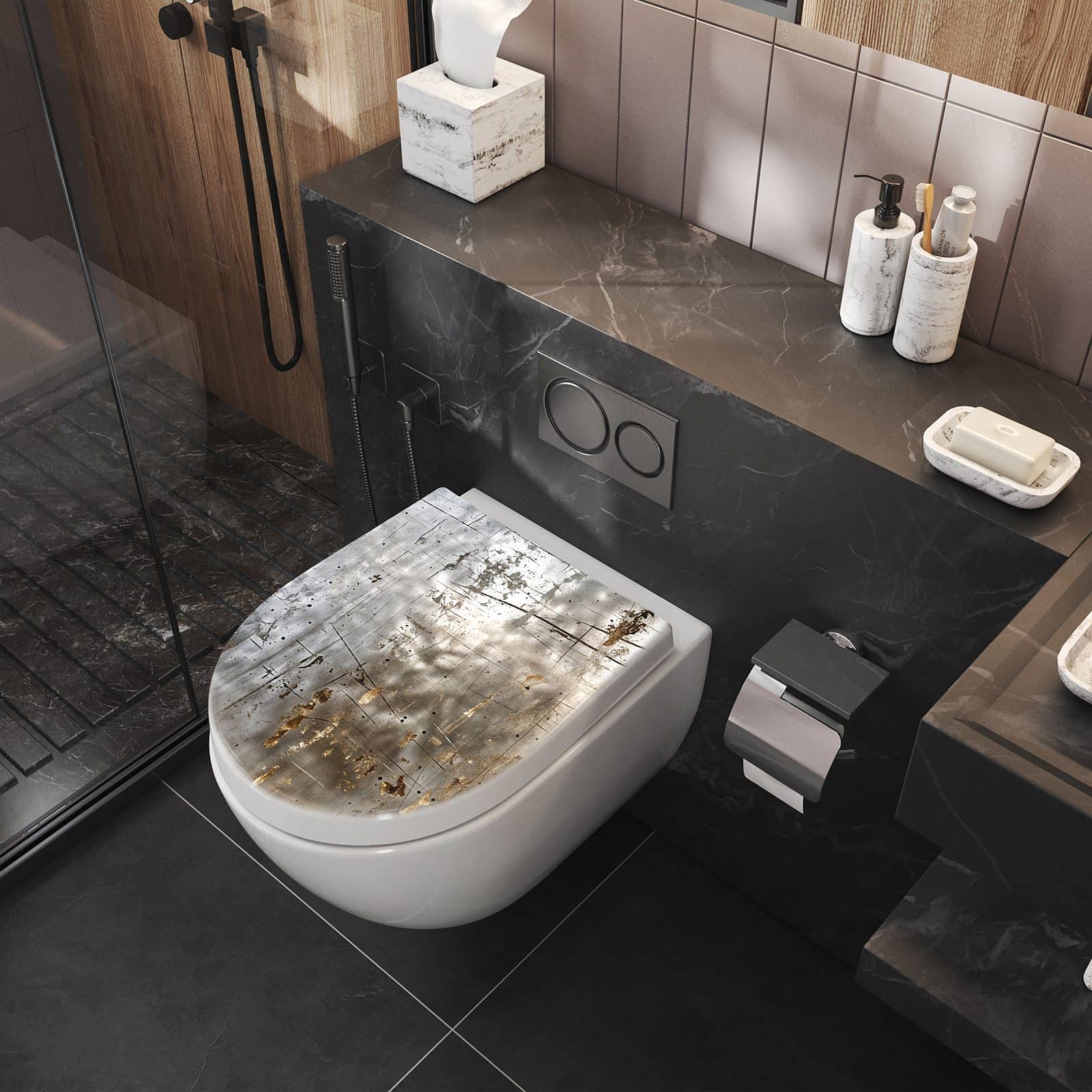 WC-Sitz mit Absenkautomatik Struktur von Abstrakte