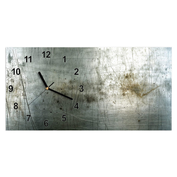 Wanduhr Gebrauchtes Metall aus Glas – Querformat 60 × 30 cm mit Ziffernblatt Modern