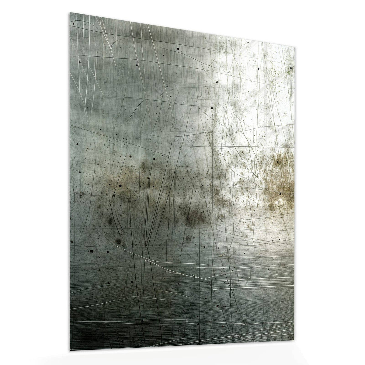 Echtglas, 4 mm – kein Acryl, keine Folie – Wandbild - Zerkratzter Stahl - Hochformat