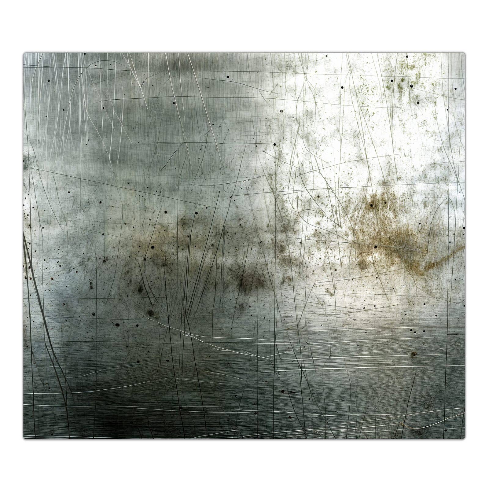1-teilige Deckplatte aus Glas mit Gebrauchtes Metall-Motiv in der Frontansicht #grösse_1-Teilig (60x52cm)