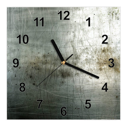 Wanduhr Quadratisch mit dem Motiv Zerkratzter Stahl