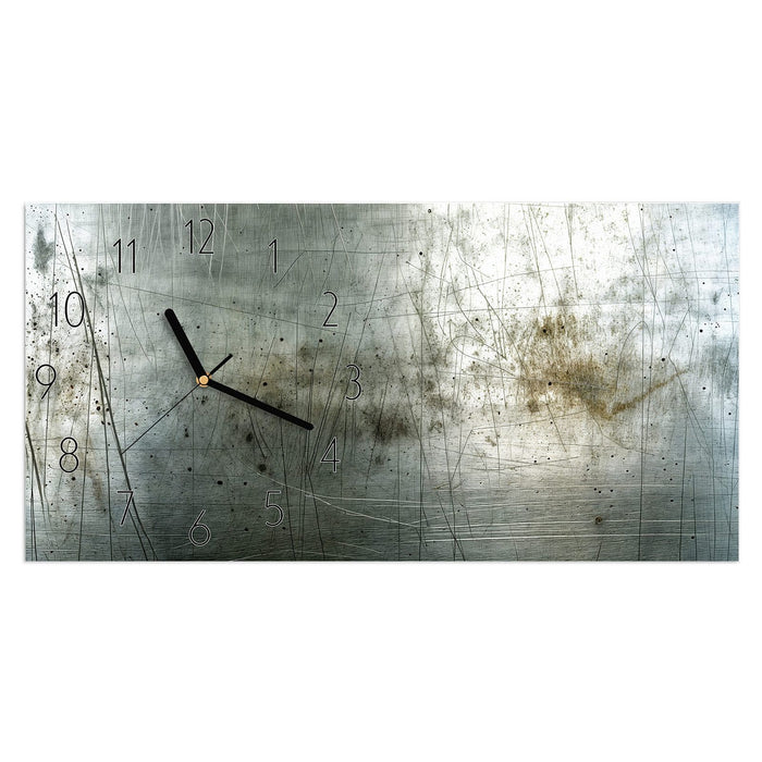Wanduhr Gebrauchtes Metall aus Glas – Querformat 60 × 30 cm mit Ziffernblatt Elegant