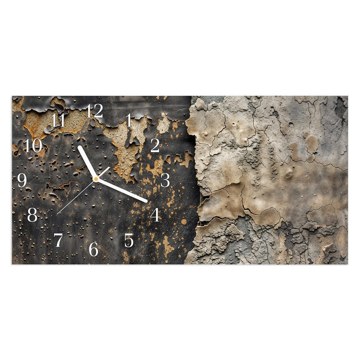 Wanduhr Raue Oberfläche aus Glas – Querformat 60 × 30 cm mit Ziffernblatt Klassisch