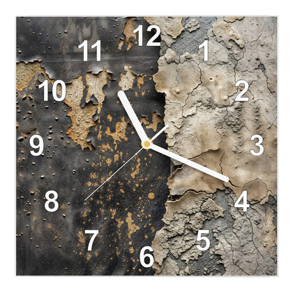 Wanduhr Quadratisch mit dem Motiv Bröckelnder Putz