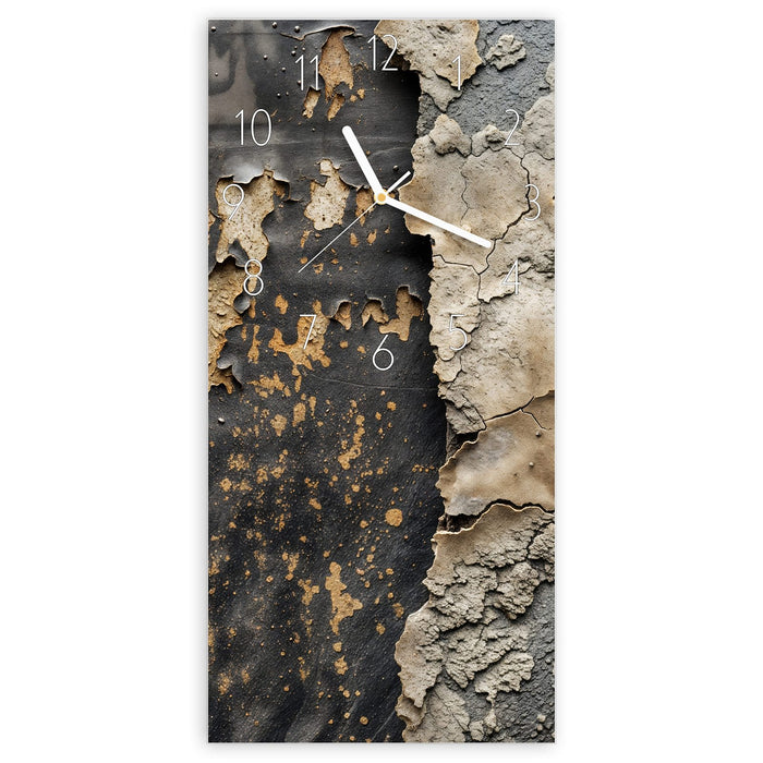 Wanduhr Raue Oberfläche aus Glas – Hochformat 30 × 60 cm mit Ziffernblatt Elegant