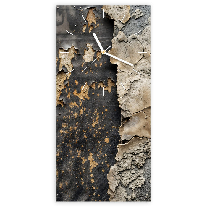 Wanduhr Raue Oberfläche aus Glas – Hochformat 30 × 60 cm mit Ziffernblatt Linie
