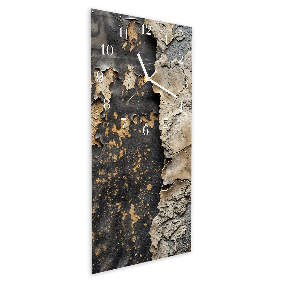 Vormontiert – mit Schwebeeffekt – Wanduhr Raue Oberfläche aus Glas – Hochformat 30 × 60 cm