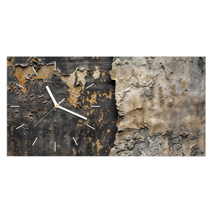 Wanduhr Raue Oberfläche aus Glas – Querformat 60 × 30 cm mit Ziffernblatt Linie