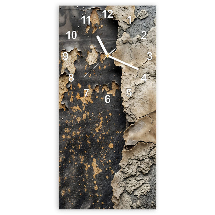 Wanduhr Raue Oberfläche aus Glas – Hochformat 30 × 60 cm mit Ziffernblatt Modern