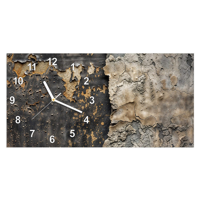 Wanduhr Raue Oberfläche aus Glas – Querformat 60 × 30 cm mit Ziffernblatt Modern