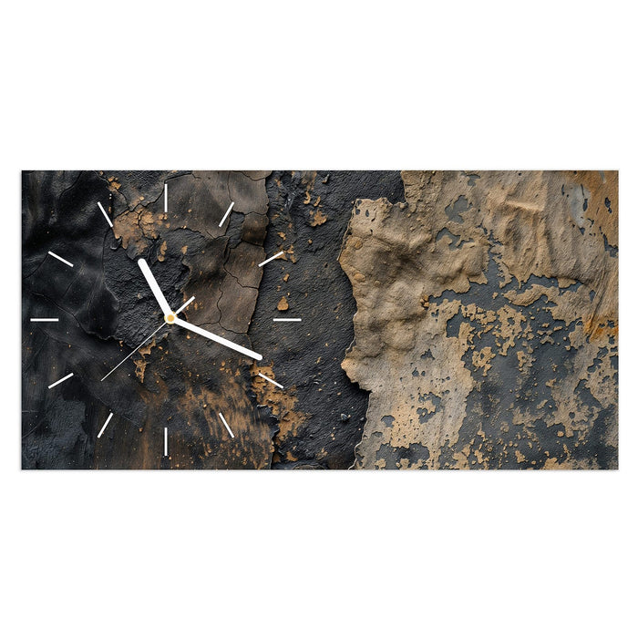 Wanduhr Blätternde Farbe aus Glas – Querformat 60 × 30 cm mit Ziffernblatt Linie