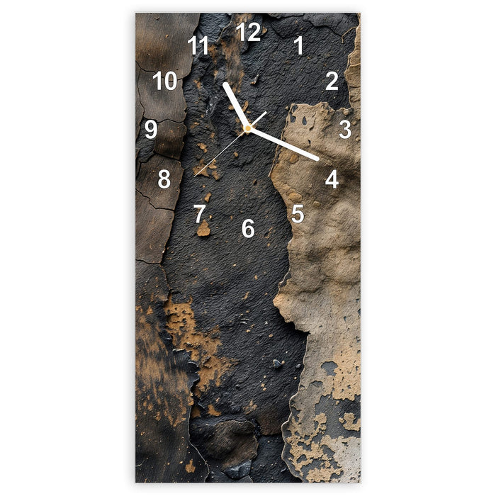 Wanduhr Blätternde Farbe aus Glas – Hochformat 30 × 60 cm mit Ziffernblatt Modern